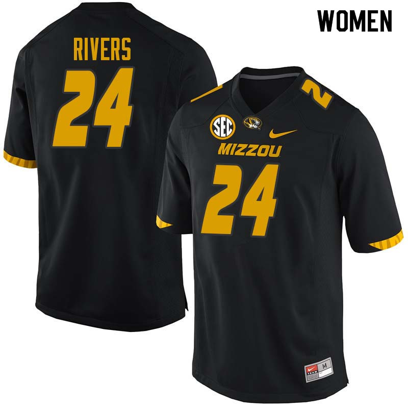 Women #24 Cameren Rivers Missouri Tigers College Football Jerseys Sale-Black
